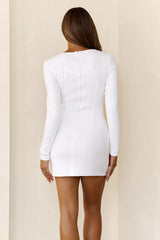 Polished Pearl Sequin Long Sleeve Mini Dress White