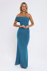 Contemporary Glow Off Shoulder Maxi Dress Teal